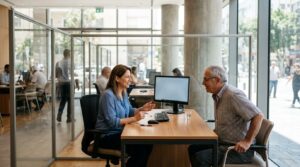 יועצת משכנתאות בסניף בנק בישראל בפגישת ייעוץ עם לקוח